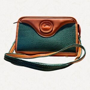 Vintage Dooney & Bourke AWL Hunter Green Duck Shoulder Bag Suede Lined